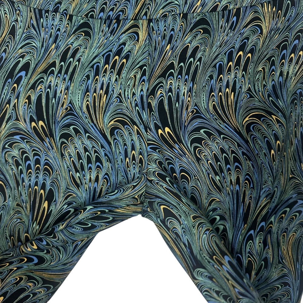 Soft Surroundings Ponte Knit Pull on Pants Black Marbled Print Peacock Size L - Picture 5 of 10